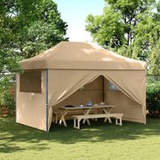 vidaXL Tenda para festas pop-up dobrável com 4 paredes laterais bege