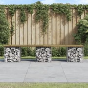 vidaXL Banco de jardim c/ design gabião 203x31x42 cm pinho impregnado