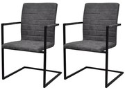 vidaXL Cadeiras de jantar cantilever 2 pcs couro artificial cinzento