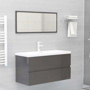 vidaXL 2 pcs conj. móveis casa banho derivados madeira cinza brilhante