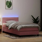 Cama com molas/colchão 100x220 cm veludo Rosa