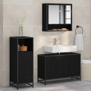vidaXL Conjunto de Móveis para Banheiro com porta 3 pcs Carvalho Preto
