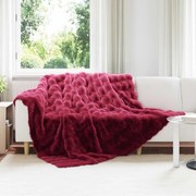 vidaXL Cobertor de Peles de Coelho Olite Vermelho Bordeaux Poliéster