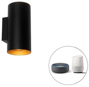 LED Candeeiro de parede inteligente preto com 2 luzes douradas incl. Wifi GU10 - Sab Design