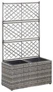 vidaXL Floreira com treliça e 2 vasos 58x30x107 cm vime PE cinzento
