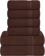 vidaXL 6pcs Conjunto de toalhas FROGN 360 g/m² castanho