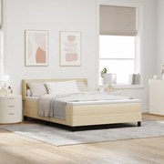 Cama Box Spring vidaXL com Colchão Creme 140x190 cm Tecido