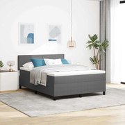 vidaXL Cama Box Spring com Colchão &amp; LED Cinza Claro 140x200 cm Tecido Canelado