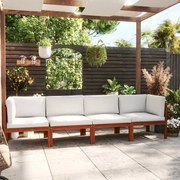 vidaXL vidaXL Sofá de jardim de 4 lugares com almofada em madeira de acácia e corda