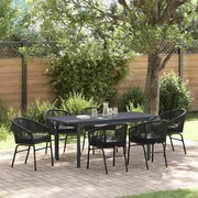 vidaXL Conjunto de Jantar para o Jardim Manual 7 pcs Preto Grande