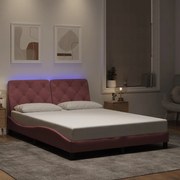 vidaXL Estrutura de cama c/ luzes LED 120x200 cm veludo rosa