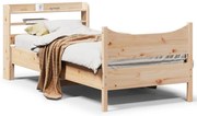 vidaXL Estrutura de cama com cabeceira 90x200 cm pinho maciço