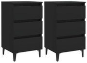 Mesa de cabeceira c/ pernas de metal 2 pcs 40x35x69 cm preto