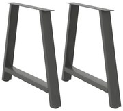 vidaXL Pés para mesa de jantar em formato A, 2 peças, antracite, 100x(72-73) cm, aço