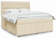 vidaXL Cama com molas/colchão 180x200 cm tecido cor creme