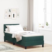 Cama Box Spring vidaXL com Colchão e LED Verde Escuro 80x200 cm Veludo