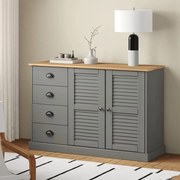 vidaXL Aparador com gavetas VIGO 113x40x75 cm pinho maciço cinzento
