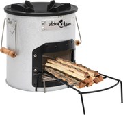 vidaXL Fogão a lenha de campismo 45x25x26 cm aço prateado