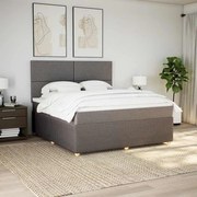 vidaXL Cama com molas/colchão 180x200 cm tecido castanho-acinzentado