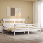vidaXL Estrutura de cama com cabeceira 200x200cm madeira maciça branco