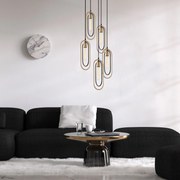 Candeeiro Suspenso Cerco – Preto e Dourado – 48 x 48 cm