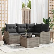 vidaXL Conjunto de Sofá de Jardim com 4 Peças e Almofadas Pretas em Rattan