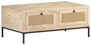 vidaXL Mesa de centro 90x50x37 cm mangueira maciça e palhinha natural
