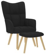 vidaXL Cadeira de descanso com banco p/ pés tecido preto