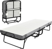 HOMCOM Cama Dobrável 200x90x42,5cm Cama de Campismo Portátil com Colchão Individual Rodas e Freios Carga Máxima 150kg Branco | Aosom Portugal