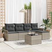 Conjunto de Sofá de Jardim vidaXL de 6 Peças com Almofadas Cinza de Ra