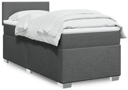 vidaXL Cama com molas/colchão 90x190 cm tecido cinza-escuro