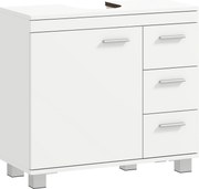 HOMCOM Móvel para lavatório, móvel de banheiro com 3 gavetas e porta com fechamento amortecido, 70 x 30 x 64 cm, branco | Aosom Portugal