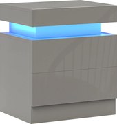 HOMCOM Mesa de Cabeceira com Luz LED Painel de Alto Brilho 2 Gavetas e Controlo Remoto para Dormitório 45x35x52 cm Cinzento | Aosom Portugal