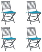 vidaXL Cadeiras exterior dobráveis c/ almofadões 4 pcs acácia maciça