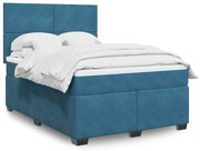 Cama com molas/colchão 160x200 cm veludo azul