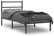 Estrutura de cama com cabeceira 90x190 cm metal preto