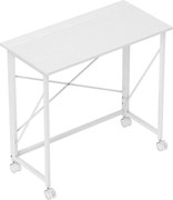 HOMCOM Secretária Dobrável Mesa de Computador 80x40 cm com Rodas para Escritório em Casa Quarto Pequenos Espaços Branco | Aosom Portugal