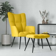 vidaXL Cadeira Relaxante com Banco Veludo Amarelo Mostarda
