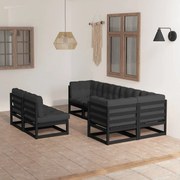vidaXL 7 pcs conjunto lounge de jardim c/ almofadões pinho maciço