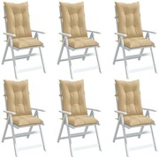 vidaXL Almofadões para cadeiras altas 6 pcs mesclado tecido bege