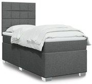 vidaXL Cama com molas/colchão 100x200 cm tecido cinza-escuro