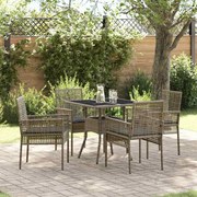 vidaXL Conjunto de Jantar de Jardim 5 Peças em Rattan Cinza