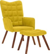 vidaXL Cadeira Relaxante com Banco em Veludo Amarelo