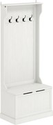 HOMCOM Móvel de Entrada com Cabide, Banco e Arrumação Branco Moderno 71,5x39,5x170 cm | Aosom Portugal