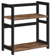 SONGMICS Prateleira para temperos, prateleira de armazenamento de bancada de 2 níveis, organizador de mesa, estrutura de bambu, para cozinha, sala de jantar, escritório, marrom rústico e preto OFS046B01