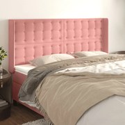 Cabeceira cama c/ abas veludo 183x16x118/128 cm rosa