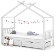 vidaXL Estrutura cama criança c/ gavetas 90x200 cm pinho maciço branco