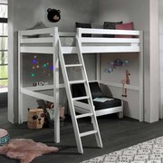 Conjunto Cama alta de Criança PINO 140 x 200 cm + estrado + escada + sofá-cama Branca