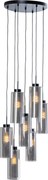 Candeeiro de suspensão Art Deco preto com vidro fumê 7 luzes - Laura