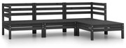 4 pcs conjunto lounge de jardim pinho maciço preto